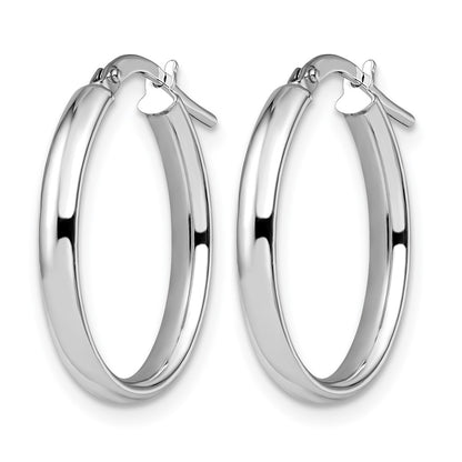 14K White Gold Polished Oval Hoop Earrings