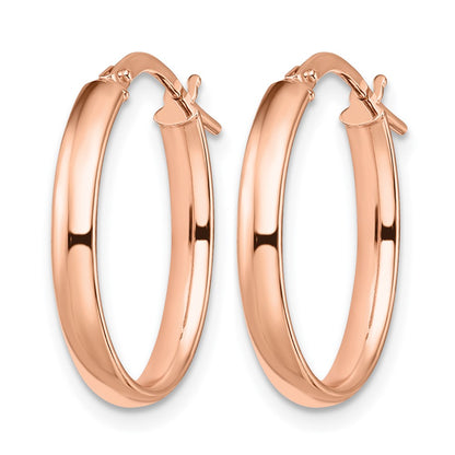 14K Rose Gold Polished Oval Hoop Earrings