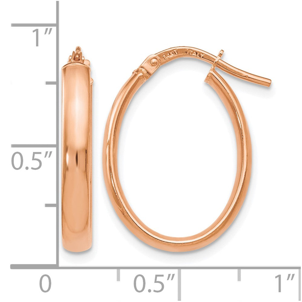 14K Rose Gold Polished Oval Hoop Earrings
