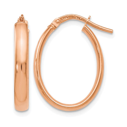 14K Rose Gold Polished Oval Hoop Earrings