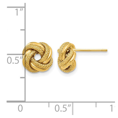 14K Yellow Gold Polished D/C Love Knot Post Earrings