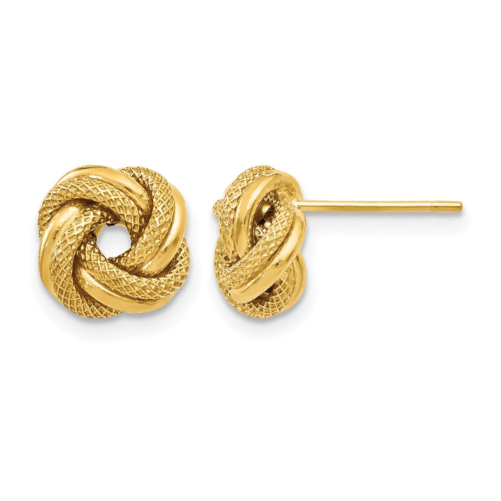 14K Yellow Gold Polished D/C Love Knot Post Earrings