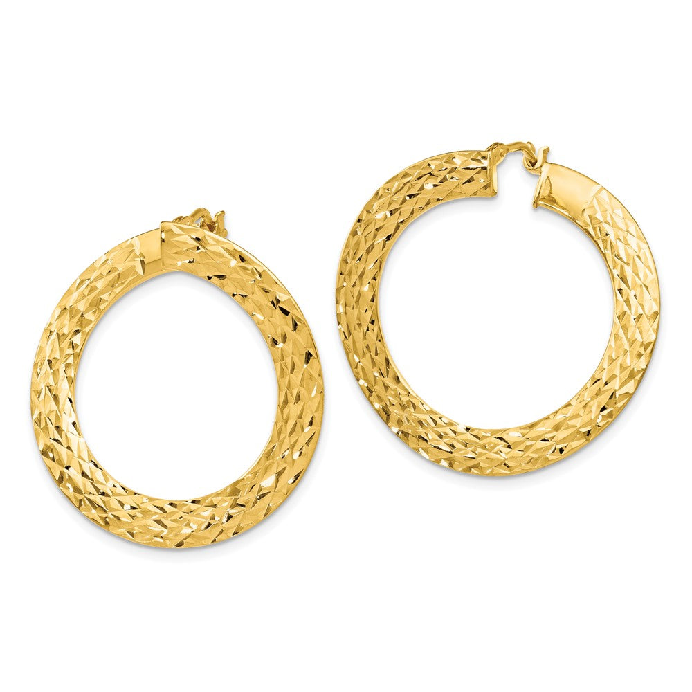 14K Yellow Gold Polished D/C Twisted Hoop Earrings