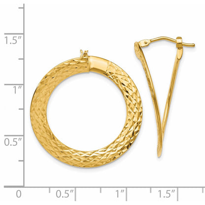 14K Yellow Gold Polished D/C Twisted Hoop Earrings