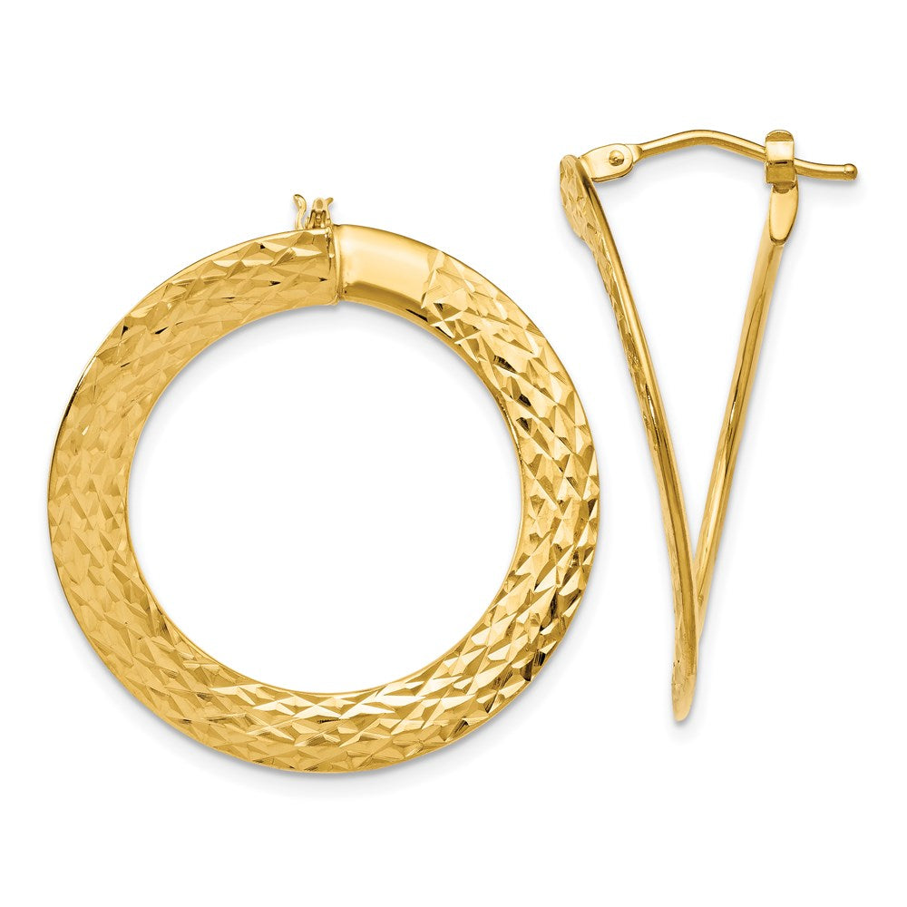 14K Yellow Gold Polished D/C Twisted Hoop Earrings
