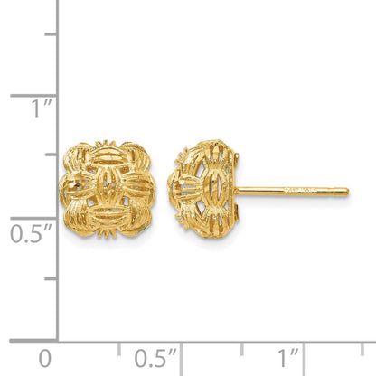 14K Yellow Gold D/C Basketweave Post Earrings