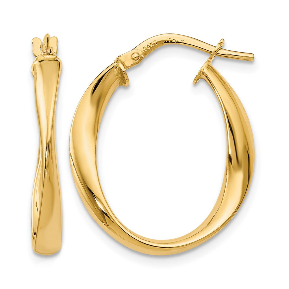 14K Yellow Gold Polished Hoop Earrings