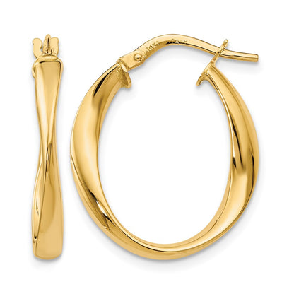 14K Yellow Gold Polished Hoop Earrings