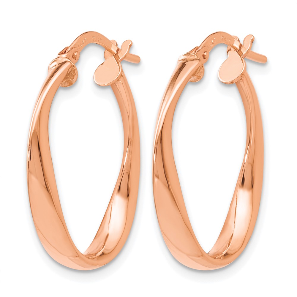 14K Yellow Gold With Rose Plating Polished Hoop Earrings