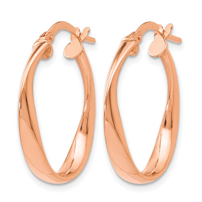 14K Yellow Gold With Rose Plating Polished Hoop Earrings