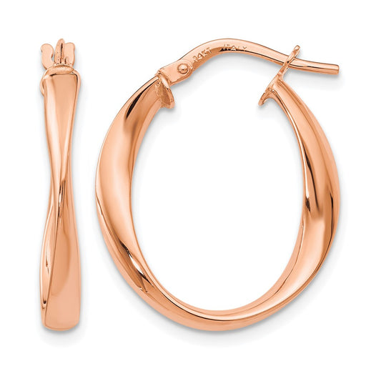 14K Yellow Gold With Rose Plating Polished Hoop Earrings