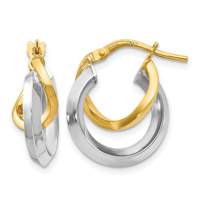 14K Two-Tone Hoop Earrings