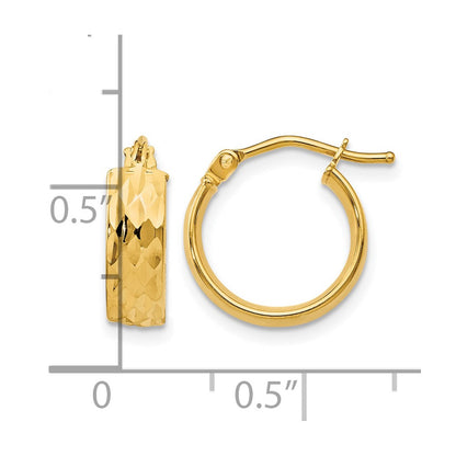 14K Yellow Gold Polished And D/C Hoop Earrings