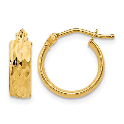 14K Yellow Gold Polished And D/C Hoop Earrings
