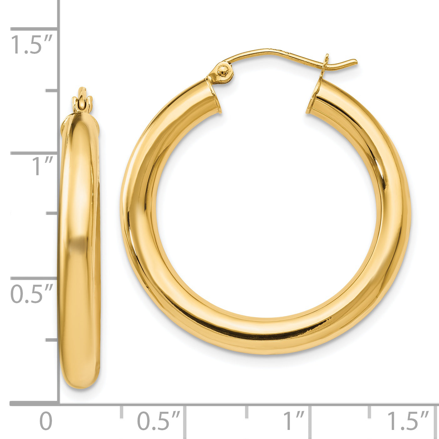 14K Yellow Gold Polished Lightweight Hoop Earrings