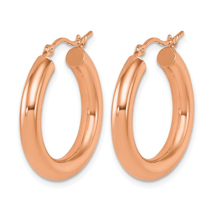 14K Rose Gold Polished 4mm Hoop Earrings