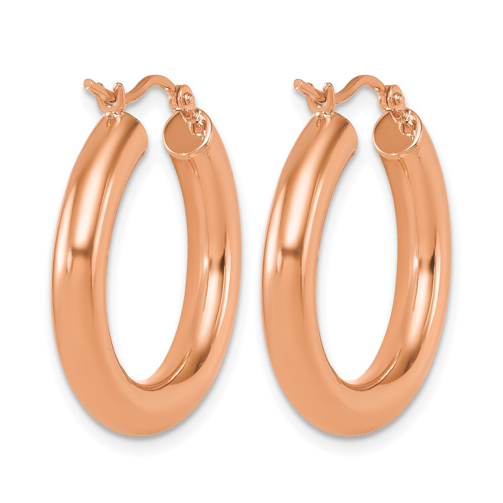 14K Rose Gold Polished 4mm Hoop Earrings