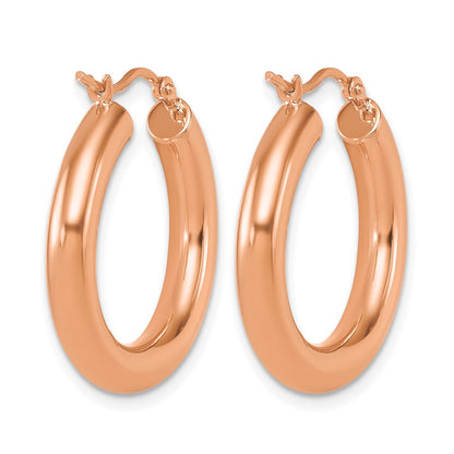 14K Rose Gold Polished 4mm Hoop Earrings