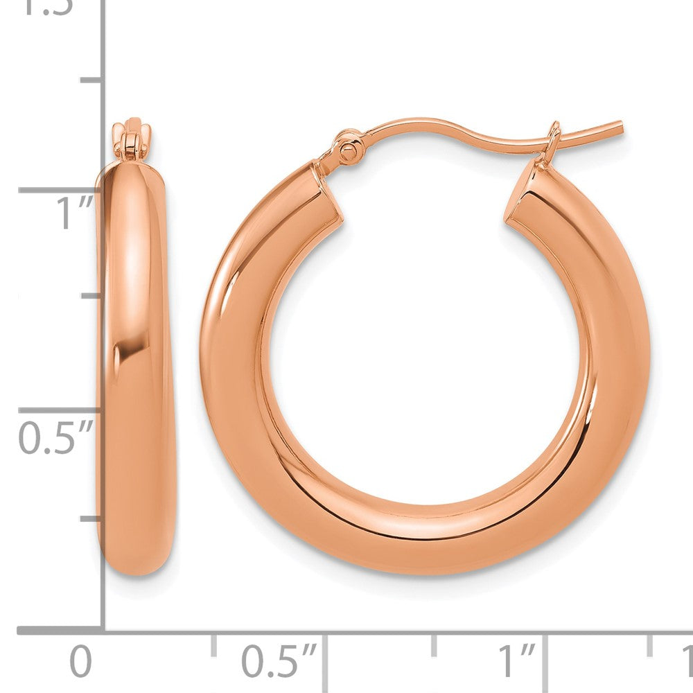 14K Rose Gold Polished 4mm Hoop Earrings