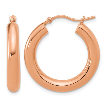 14K Rose Gold Polished 4mm Hoop Earrings