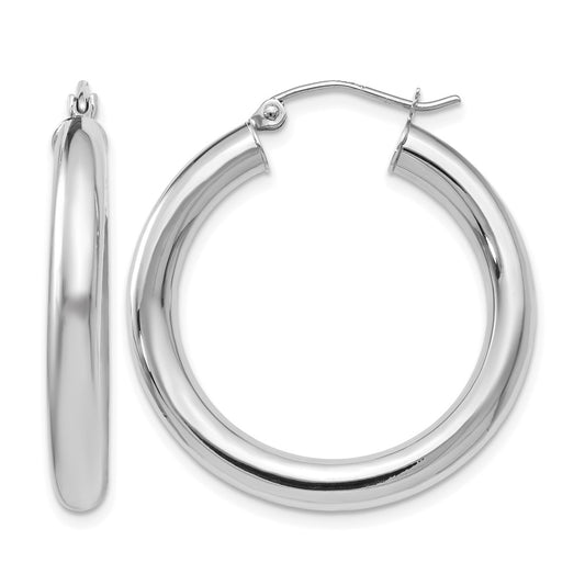 14K White Gold Polished Lightweight Hoop Earrings