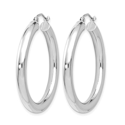 14K White Gold Polished Lightweight Hoop Earrings
