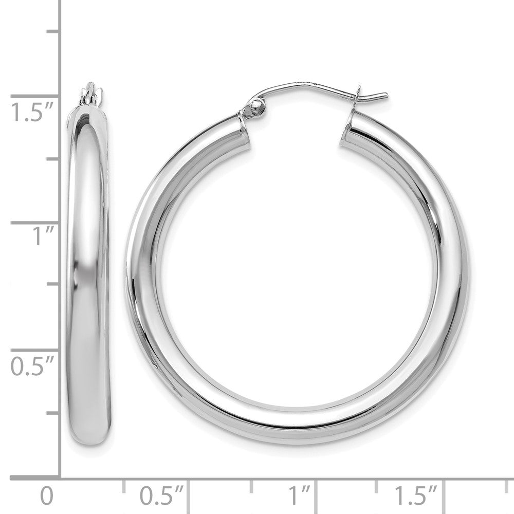 14K White Gold Polished Lightweight Hoop Earrings