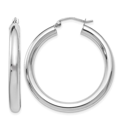 14K White Gold Polished Lightweight Hoop Earrings