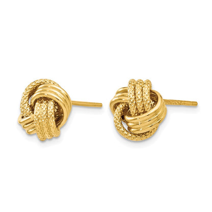 14K Yellow Gold Polished Textured Love Knot Earrings