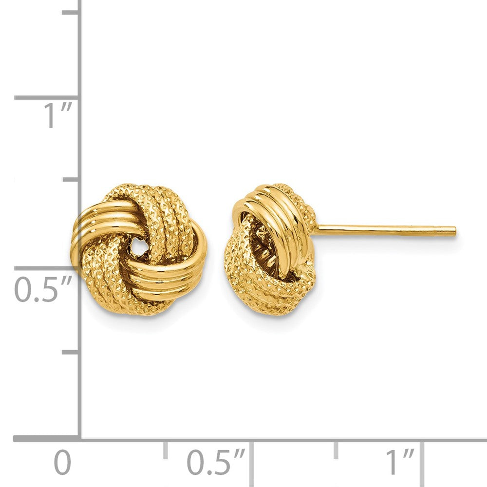 14K Yellow Gold Polished Textured Love Knot Earrings