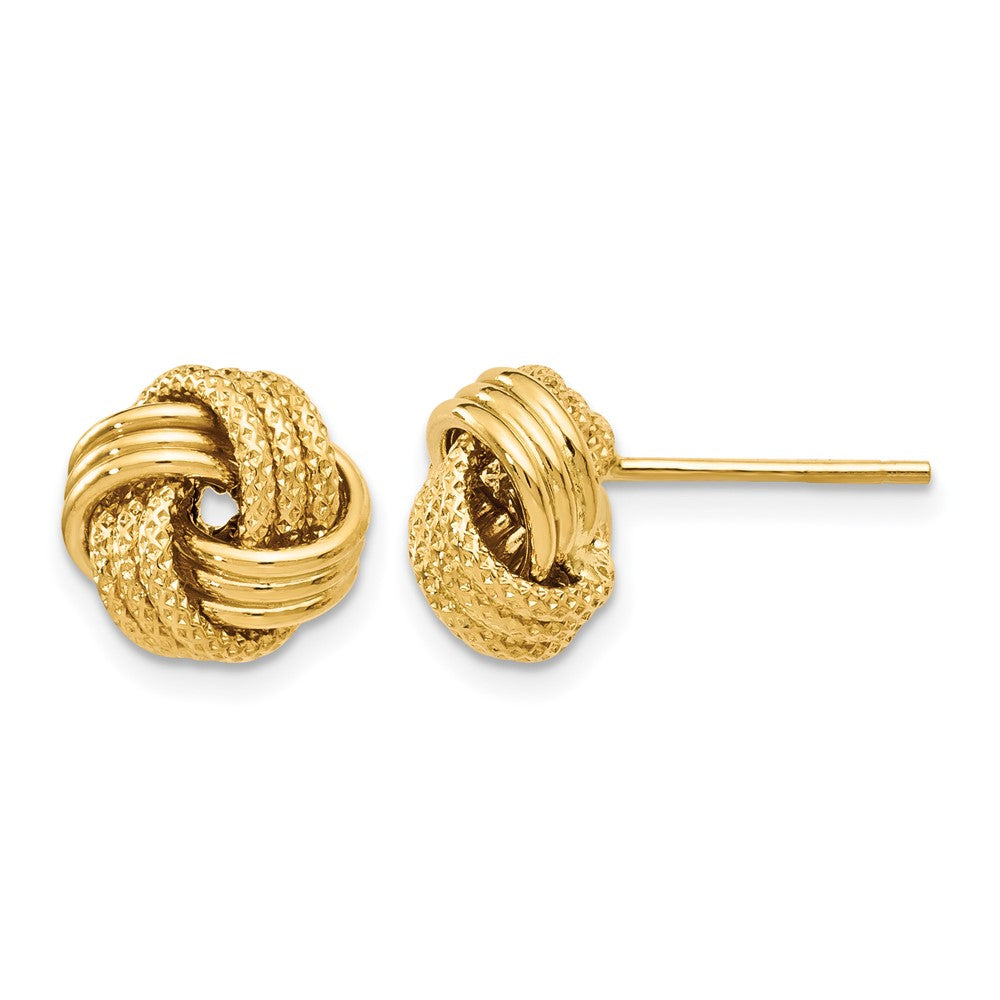 14K Yellow Gold Polished Textured Love Knot Earrings