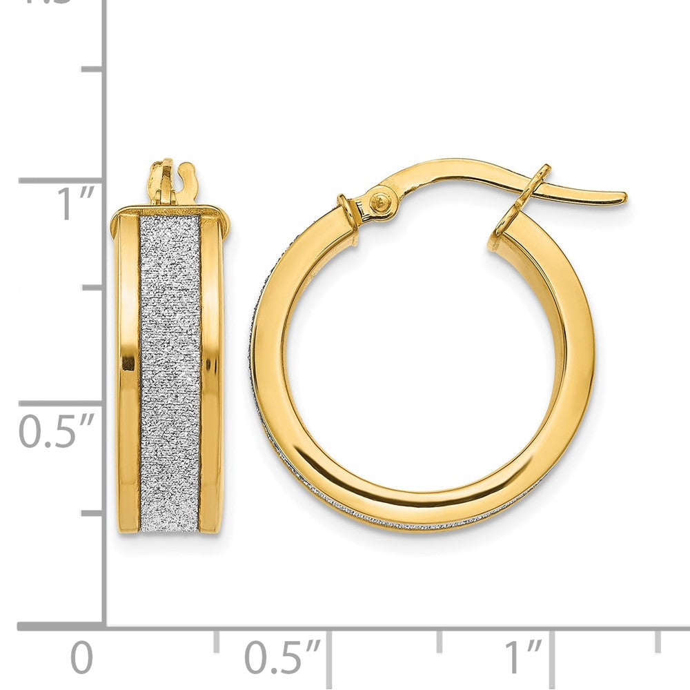14K Yellow Gold Fancy Glimmer Infused Hoop Earrings