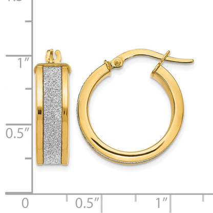 14K Yellow Gold Fancy Glimmer Infused Hoop Earrings