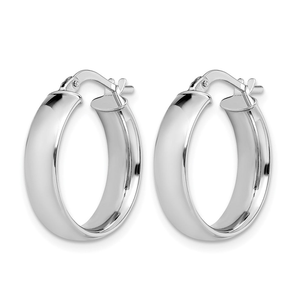 14K White Gold Polished Hoop Earrings