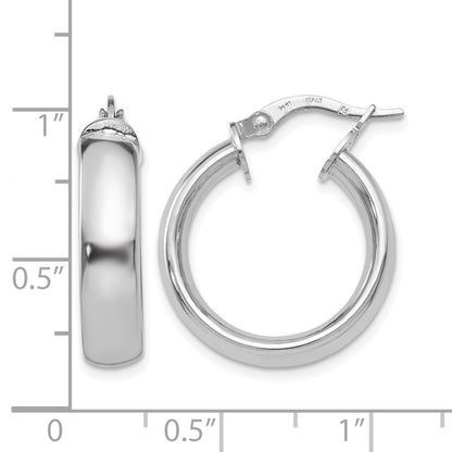 14K White Gold Polished Hoop Earrings