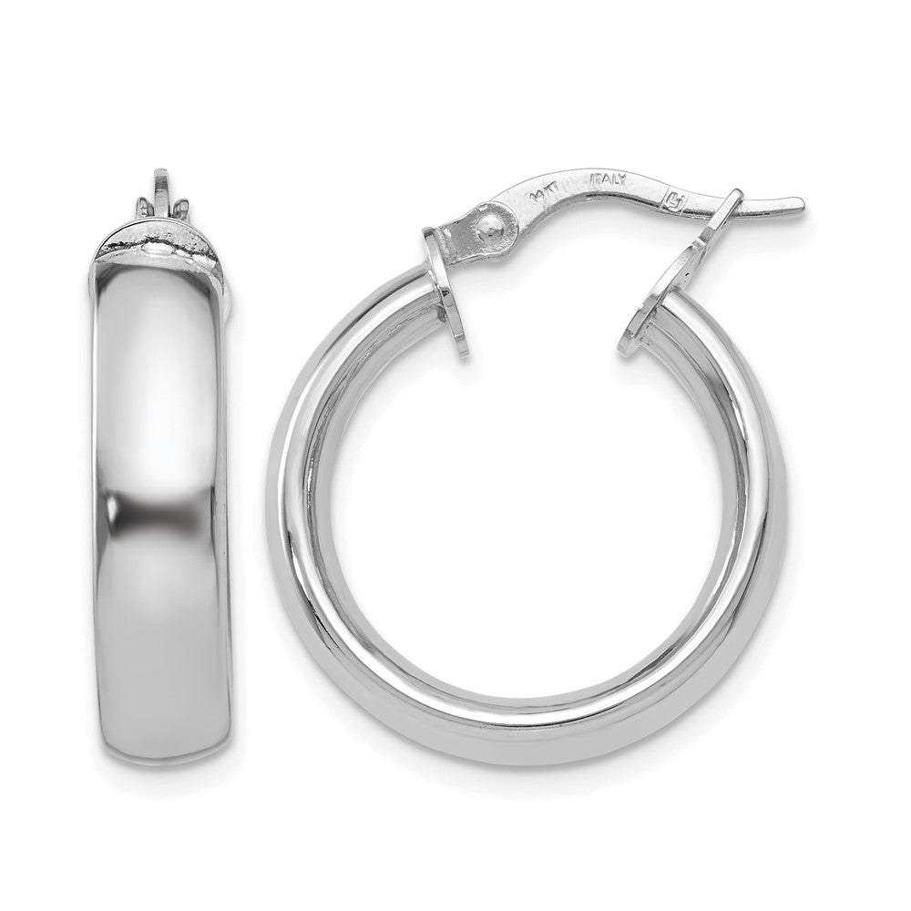 14K White Gold Polished Hoop Earrings