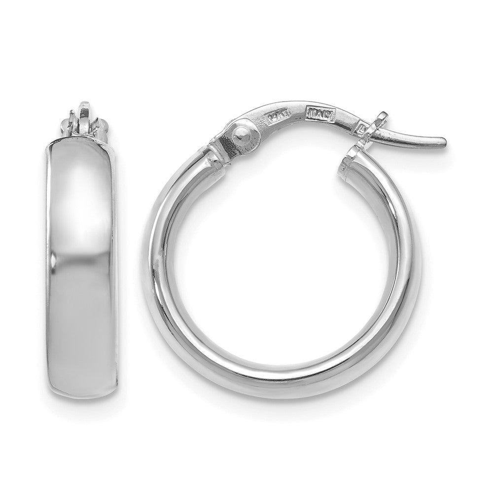 14K Yellow & Rhodium With White Plating Polished Hoop Earrings