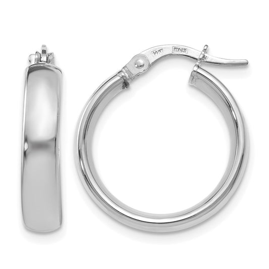 14K Yellow & Rhodium With White Plating Polished Hoop Earrings