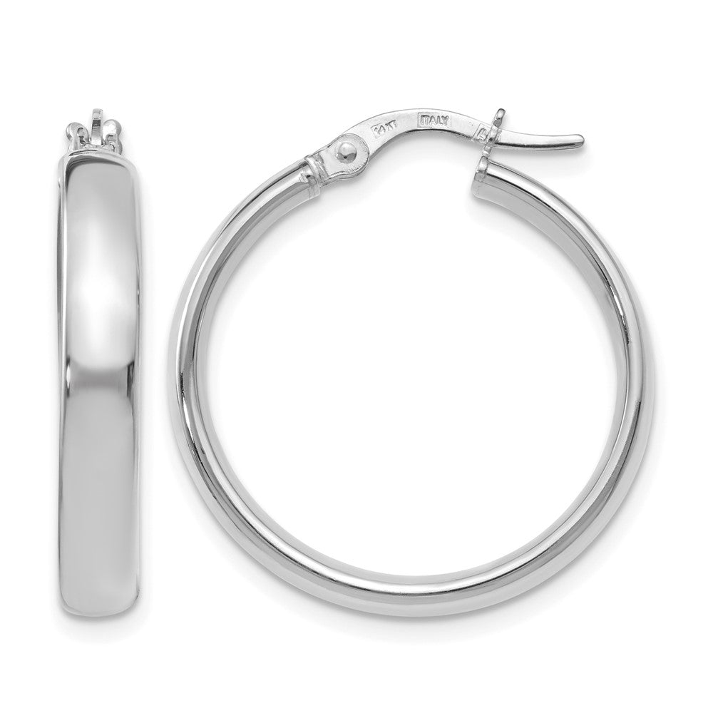 14K White Gold Polished Hoop Earrings