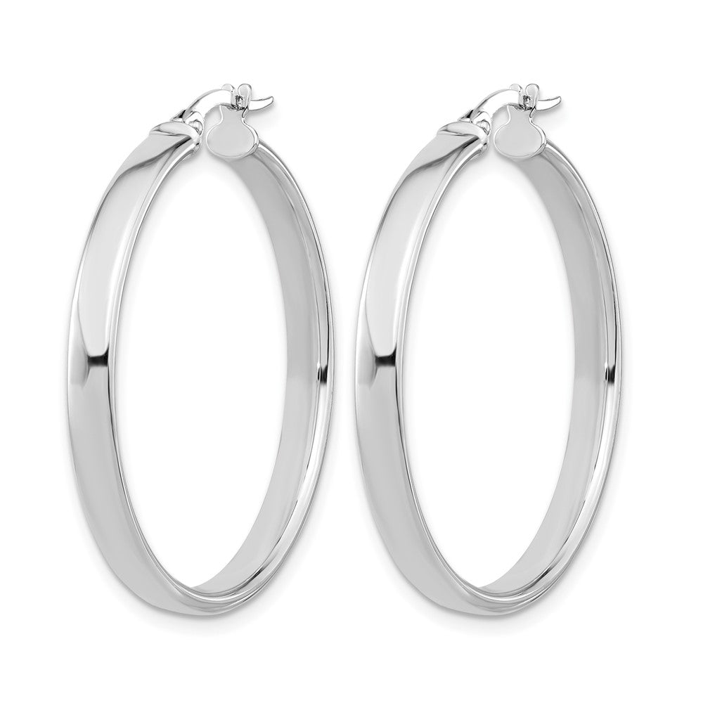 14K White Gold Polished Hoop Earrings