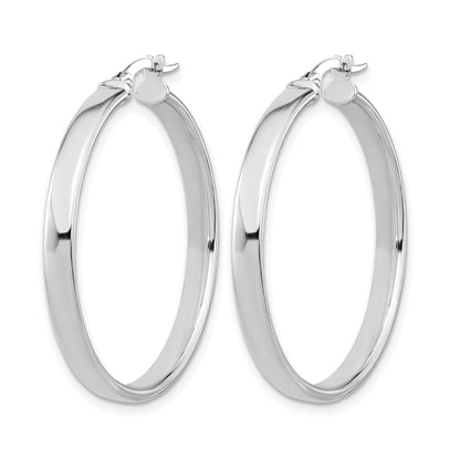 14K White Gold Polished Hoop Earrings