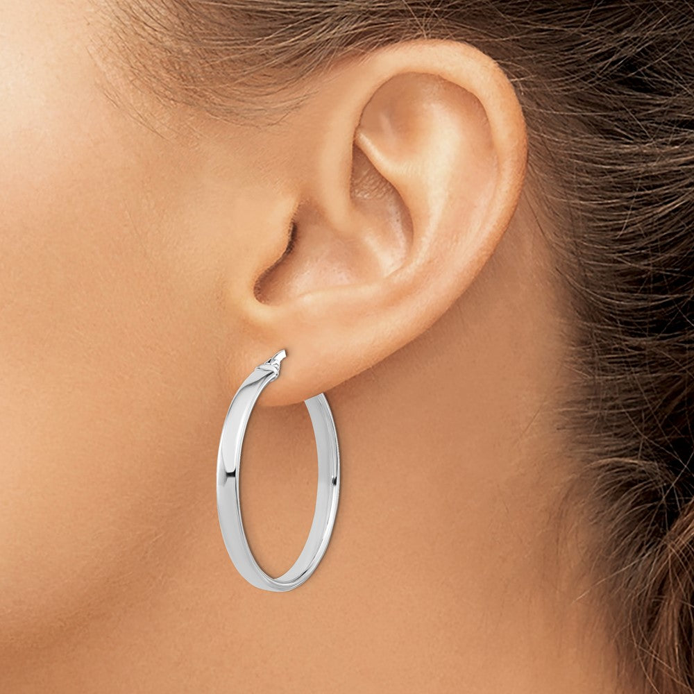 14K White Gold Polished Hoop Earrings