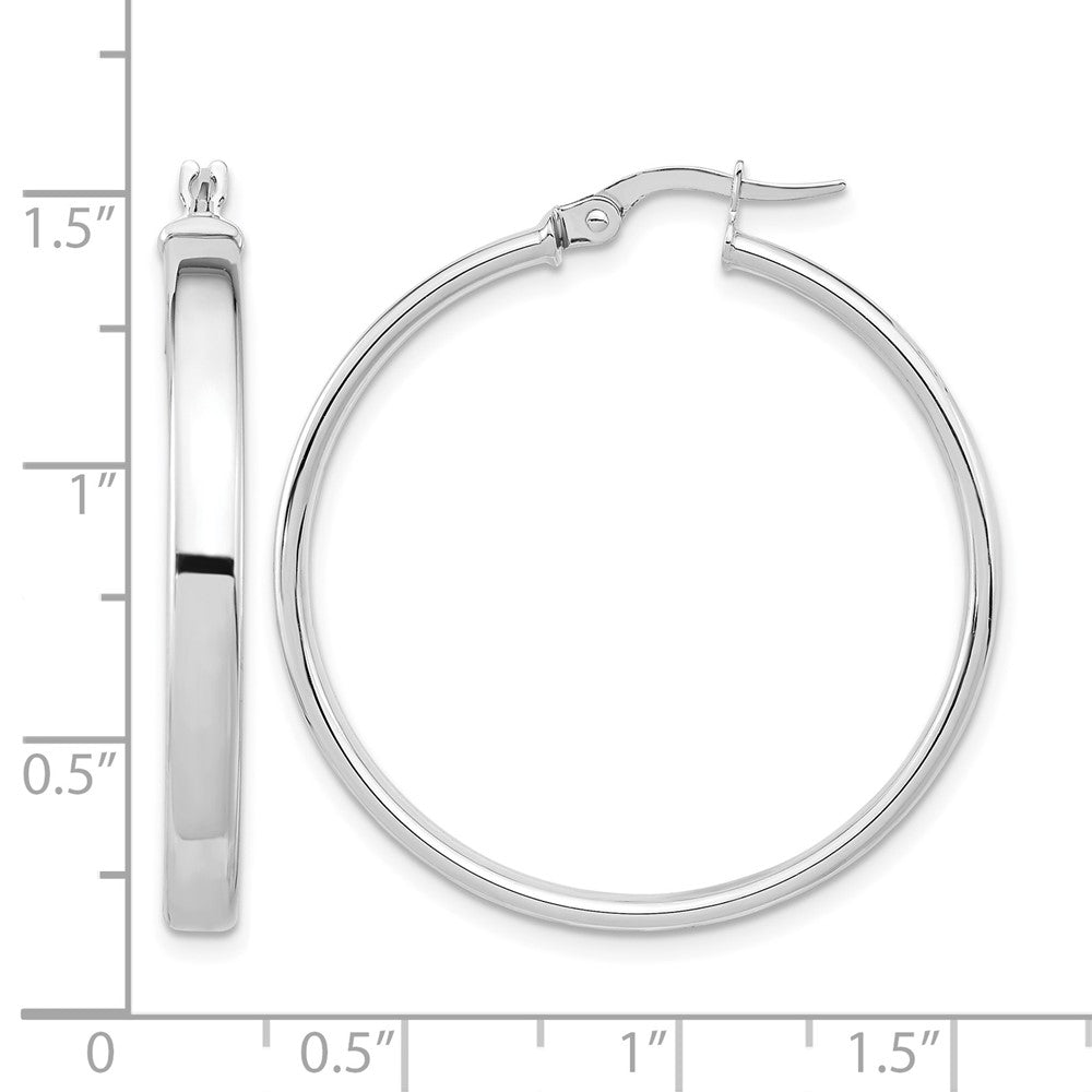14K White Gold Polished Hoop Earrings