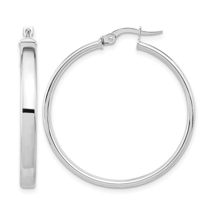 14K White Gold Polished Hoop Earrings