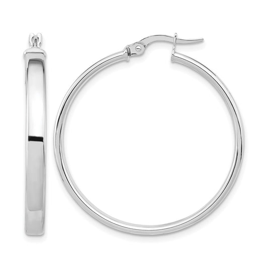14K White Gold Polished Hoop Earrings