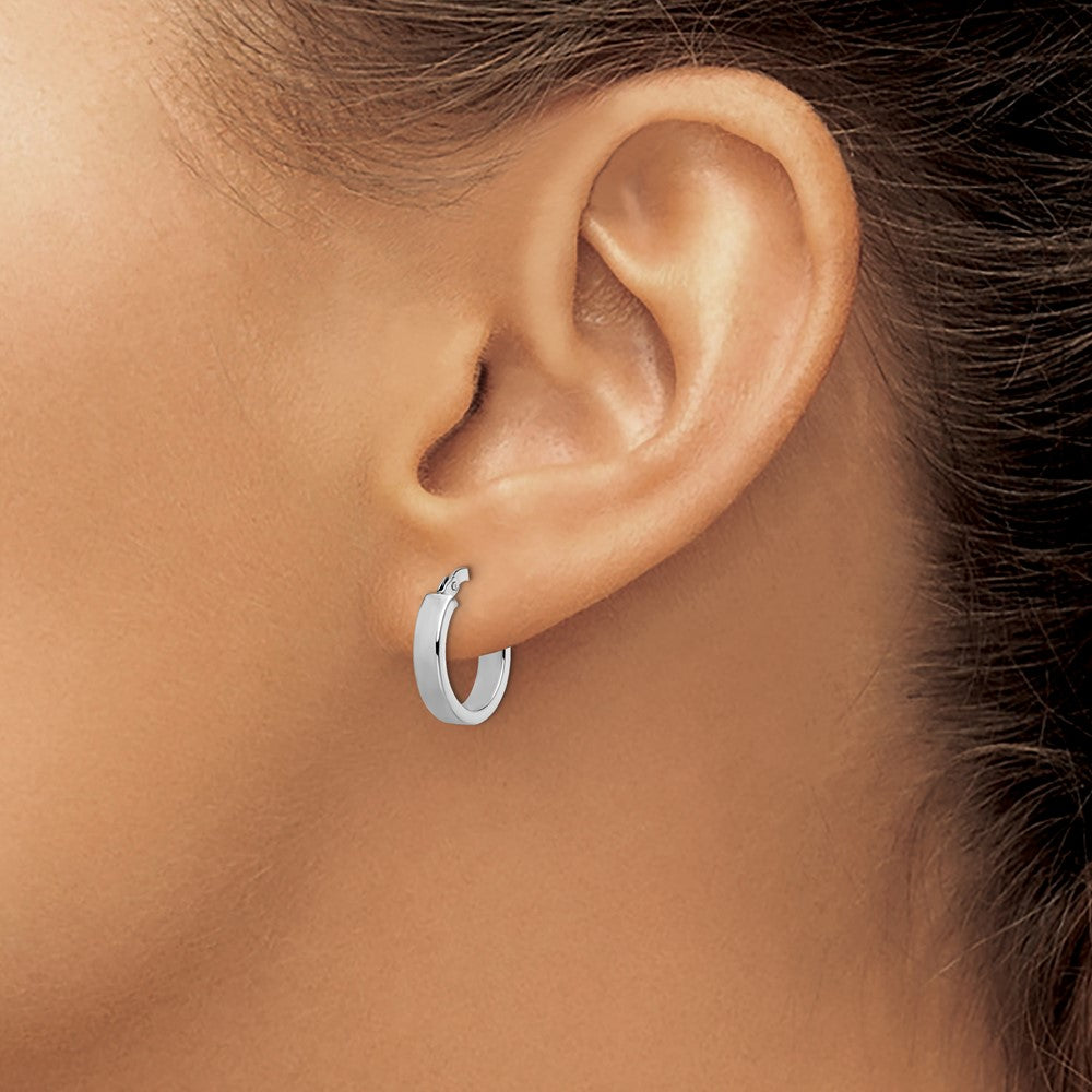 14K Yellow & Rhodium With White Plating Polished Hoop Earrings