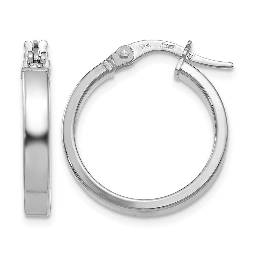 14K White Gold Polished Hoop Earrings