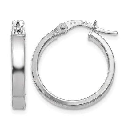 14K White Gold Polished Hoop Earrings