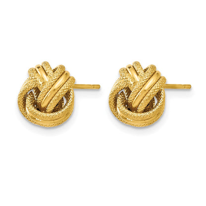 14K Yellow Gold Knot Polished D/C Post Earrings