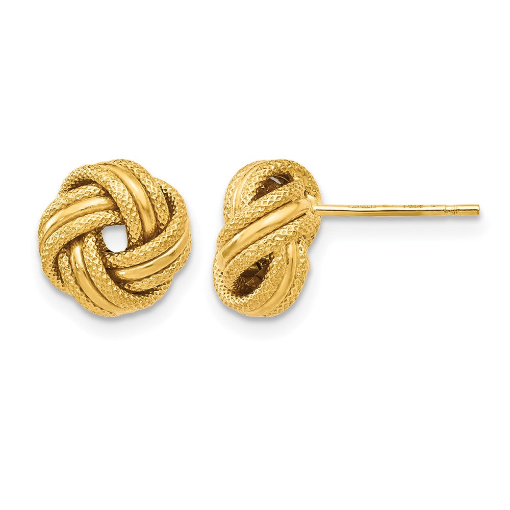 14K Yellow Gold Knot Polished D/C Post Earrings